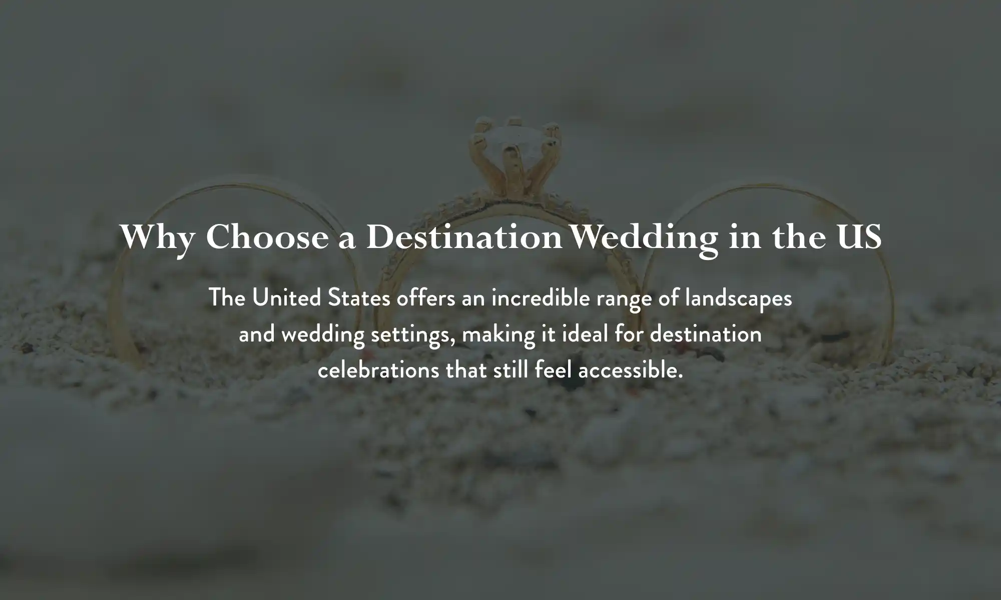 Destination Wedding US Benefits | Carnation Farms Wedding rings on sand representing destination weddings in the US.