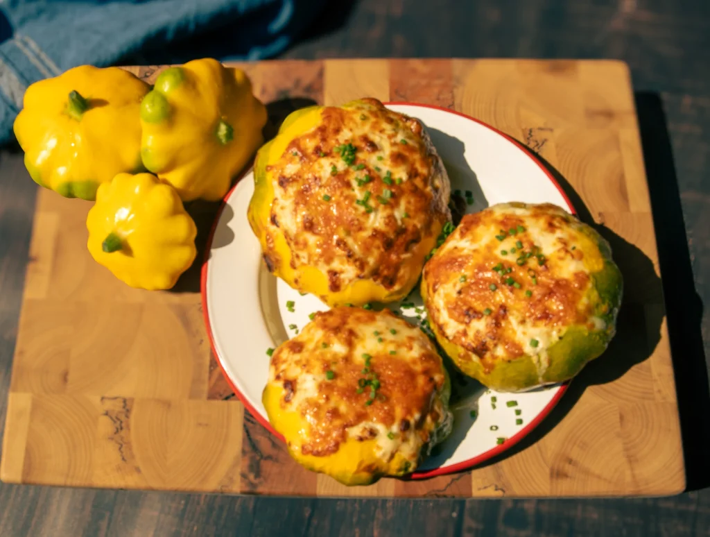 Stuffed Patty Pan | Carnation Farms Cheese Stuffed Patty Pan Squash